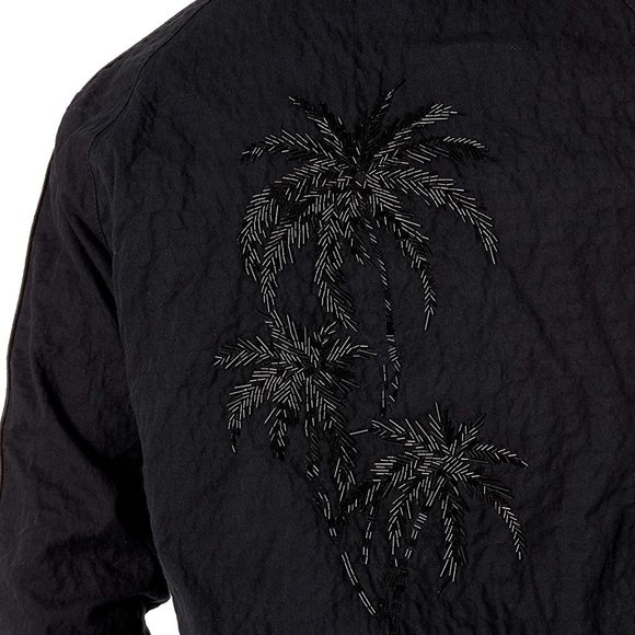 John Varvatos Men's Ricardo Palm Trees Beaded Glass Bomber Souvenir Jacket Black - Picture 3 of 8